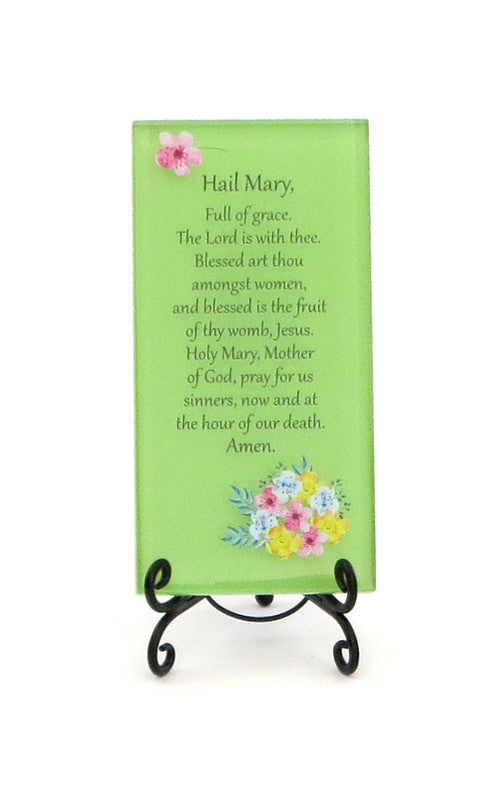 Hail Mary Glass Plaque