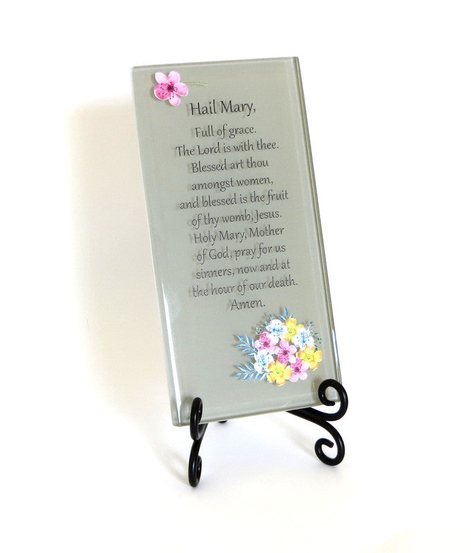 Hail Mary Glass Plaque