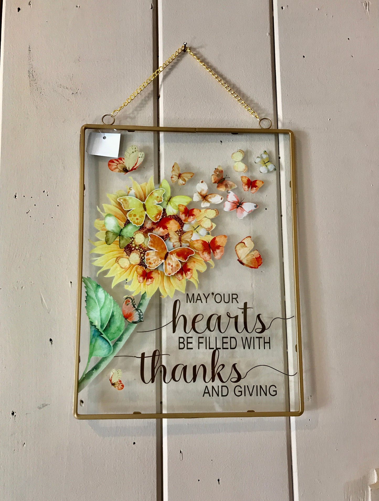 May Your Hearts Butterfly and Sunflower Rectangular Window Plaque