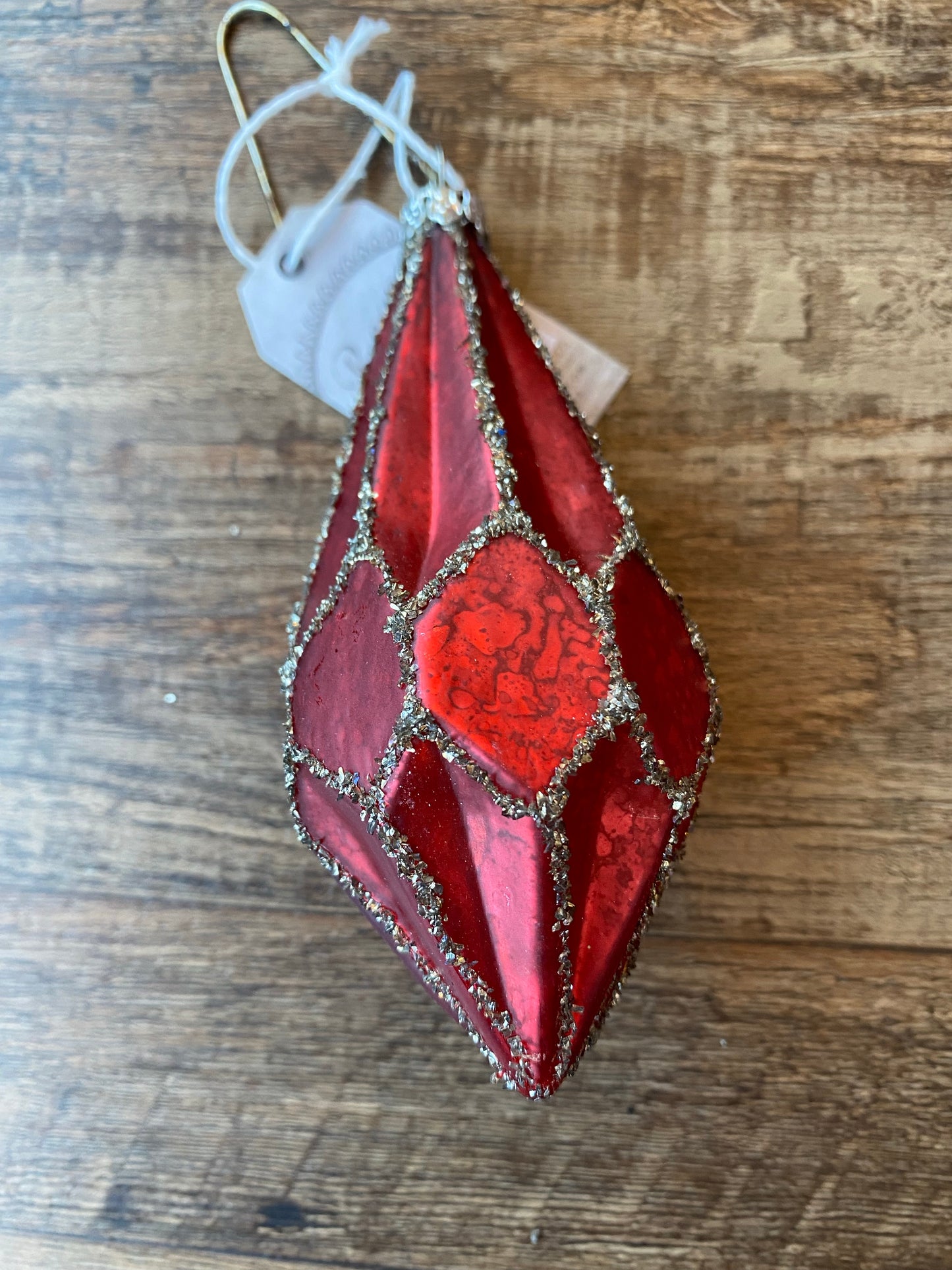 Red Mercury Glass Prism Ornament