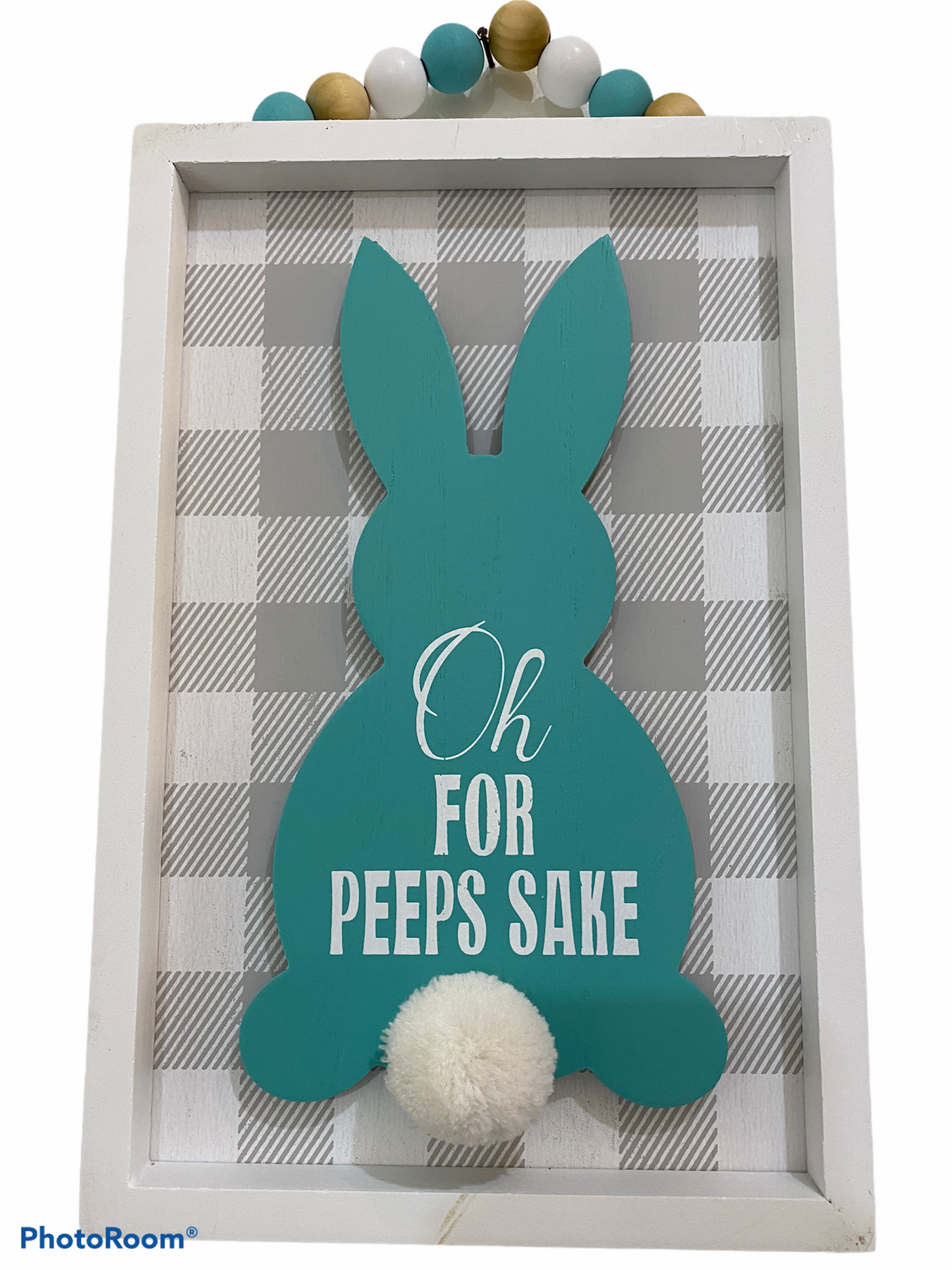 Wood Framed Easter Bunny Block Sign