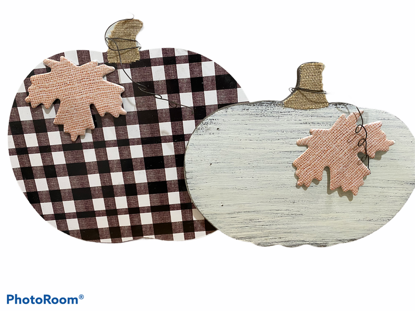 Buffalo Plaid Wood Pumpkins