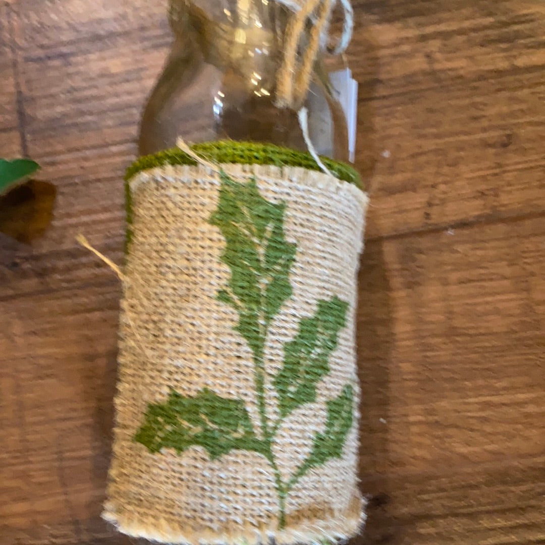 Glass Bottle Wrapped in Burplap