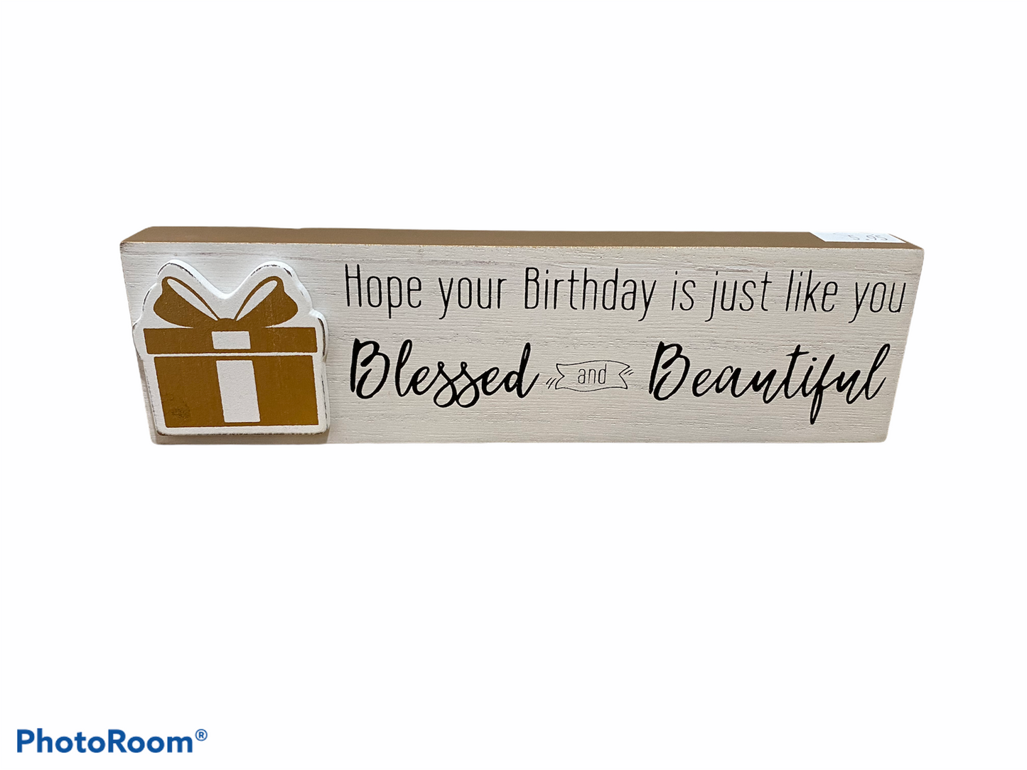 Blessed and Beautiful Wood Mini Birthday Block Sign