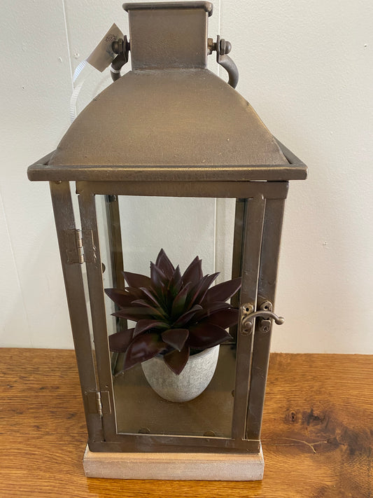 Metal Glass Wood Lantern