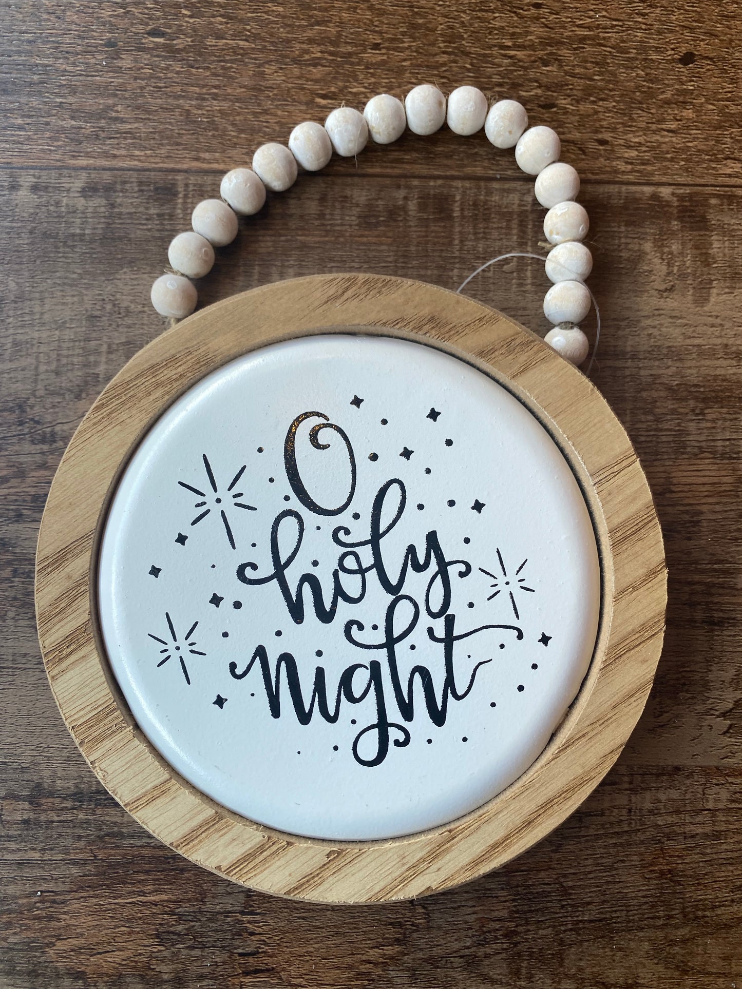 O' Holy Night Round Beaded Sign