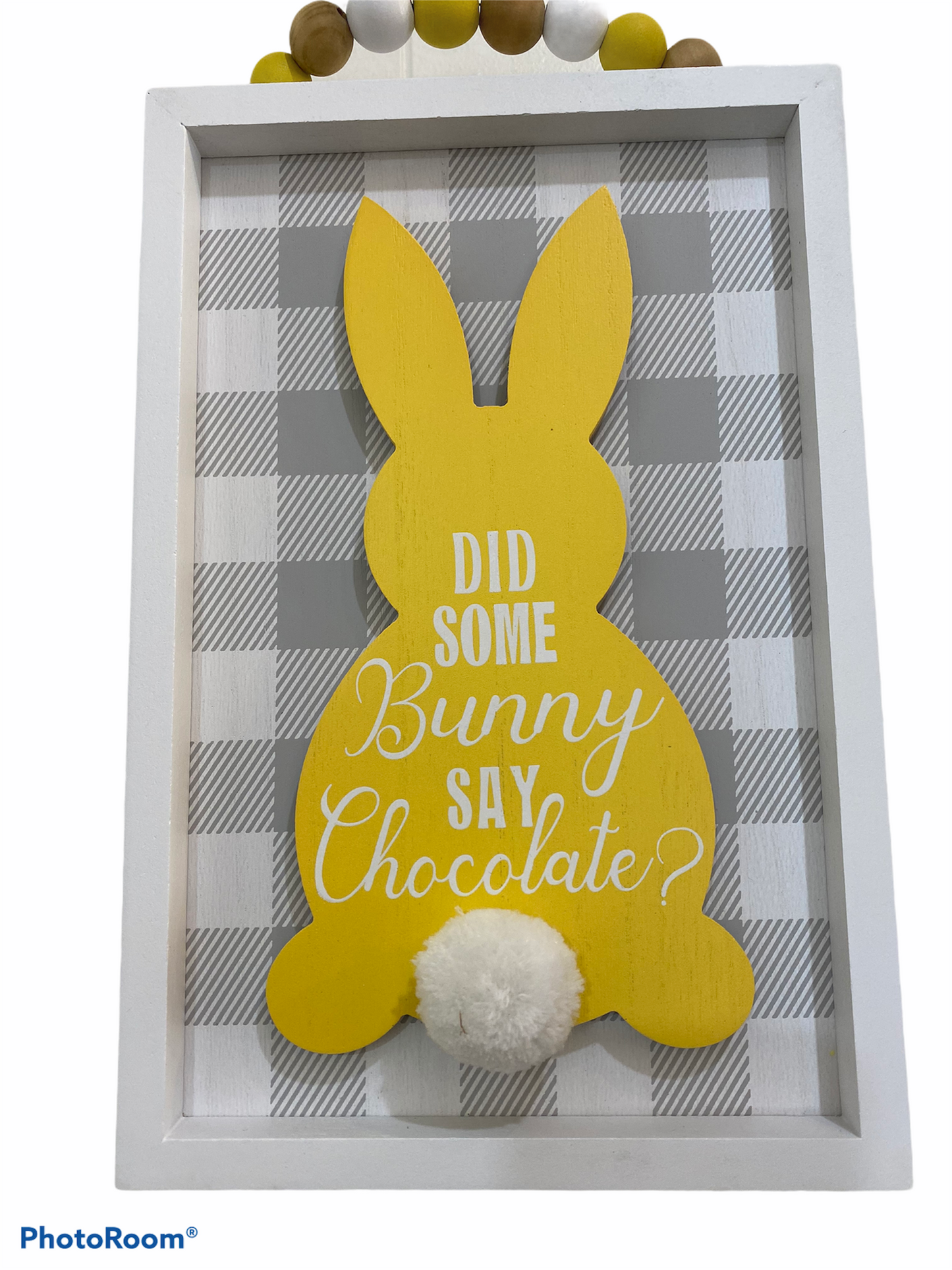 Wood Framed Easter Bunny Block Sign