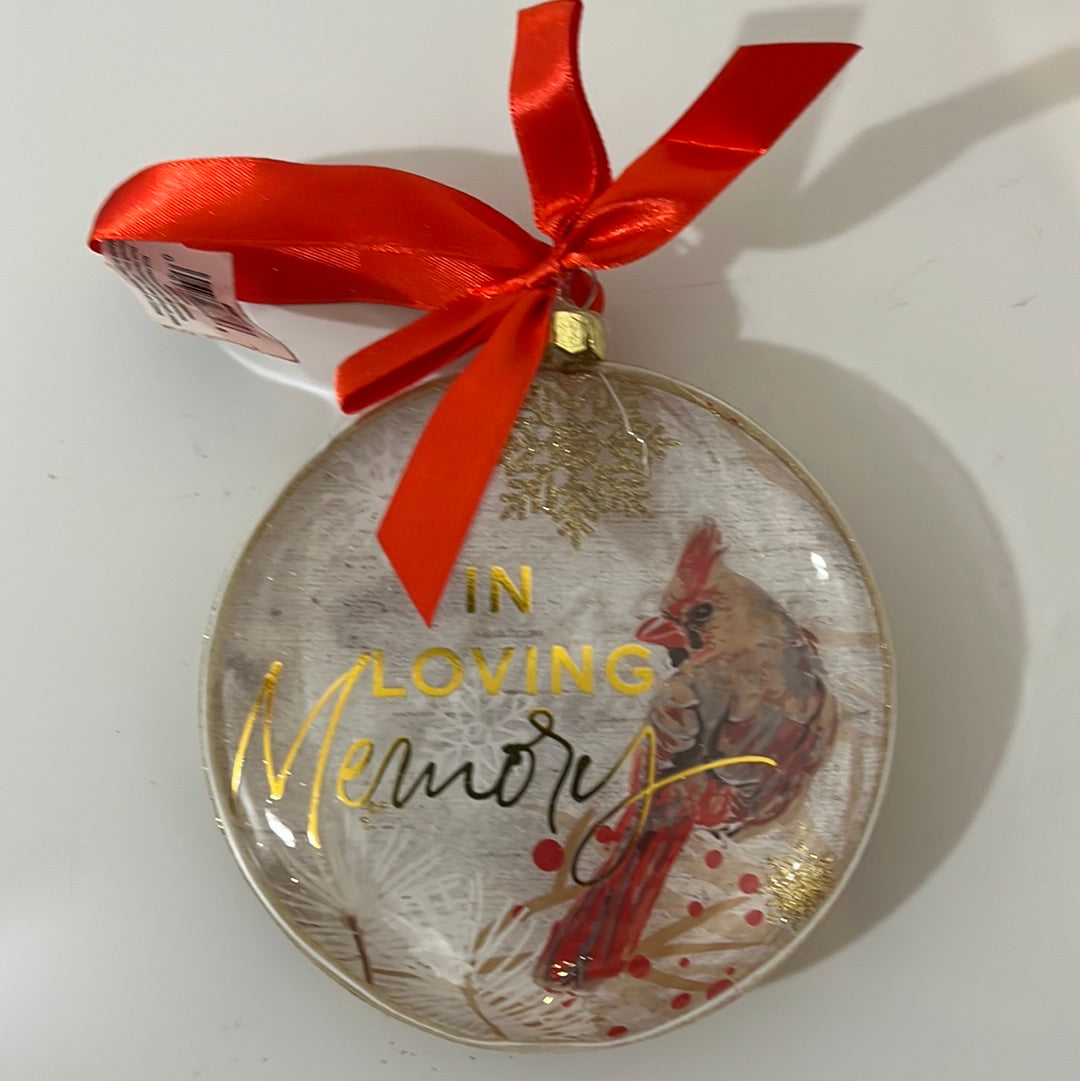 Christmas Ornament - glass with Cardinal