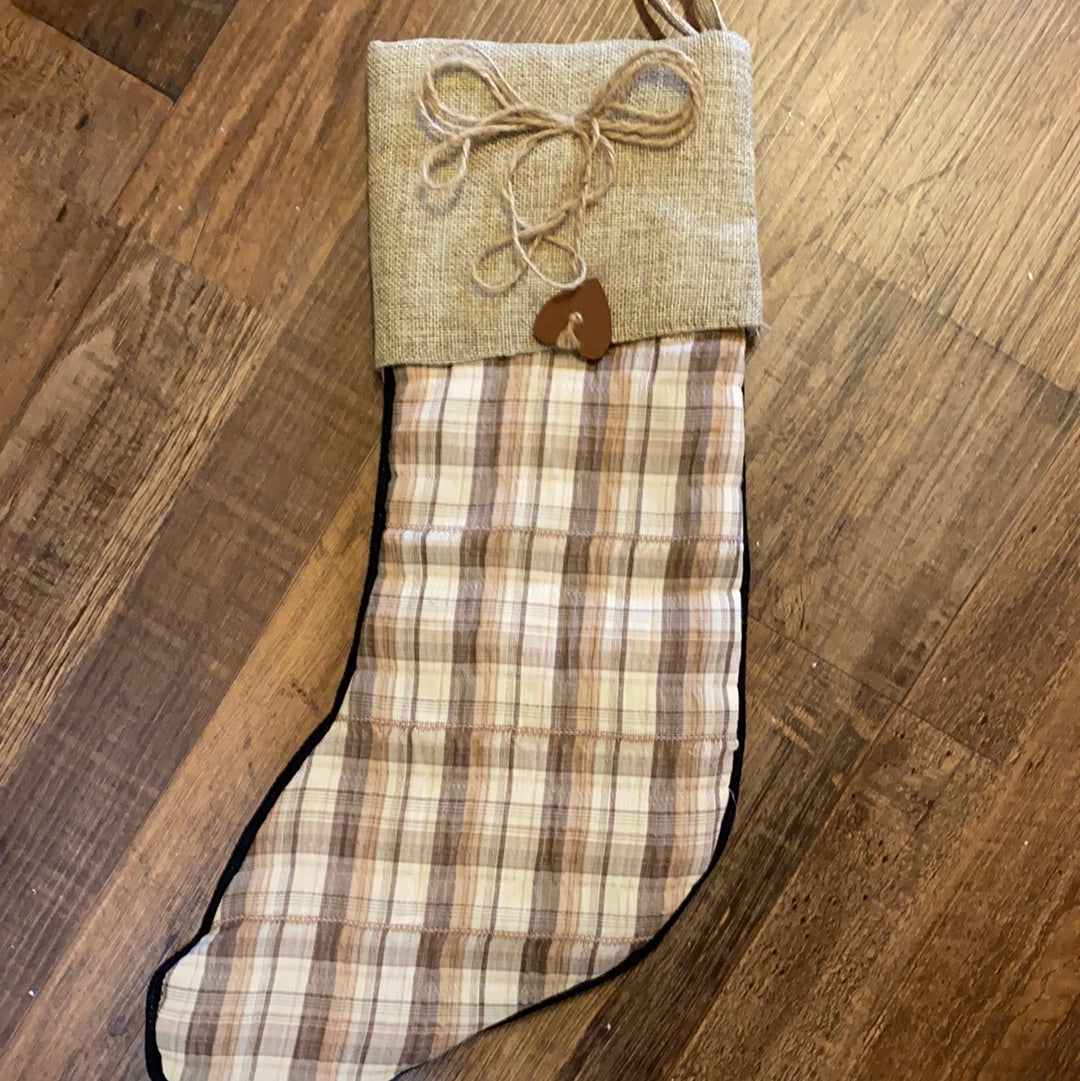 Stocking with Wood Heart