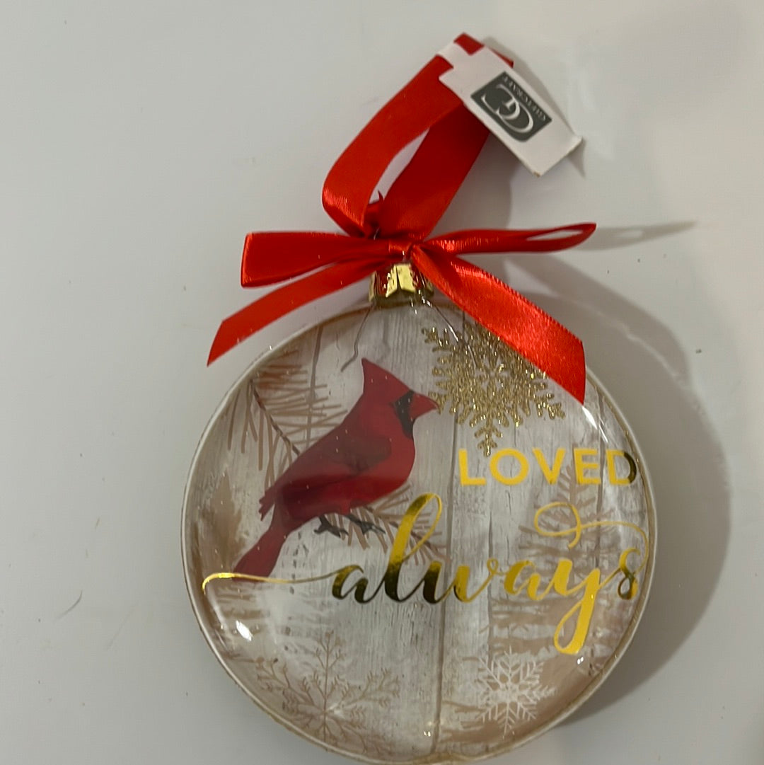 Christmas Ornament - glass with Cardinal
