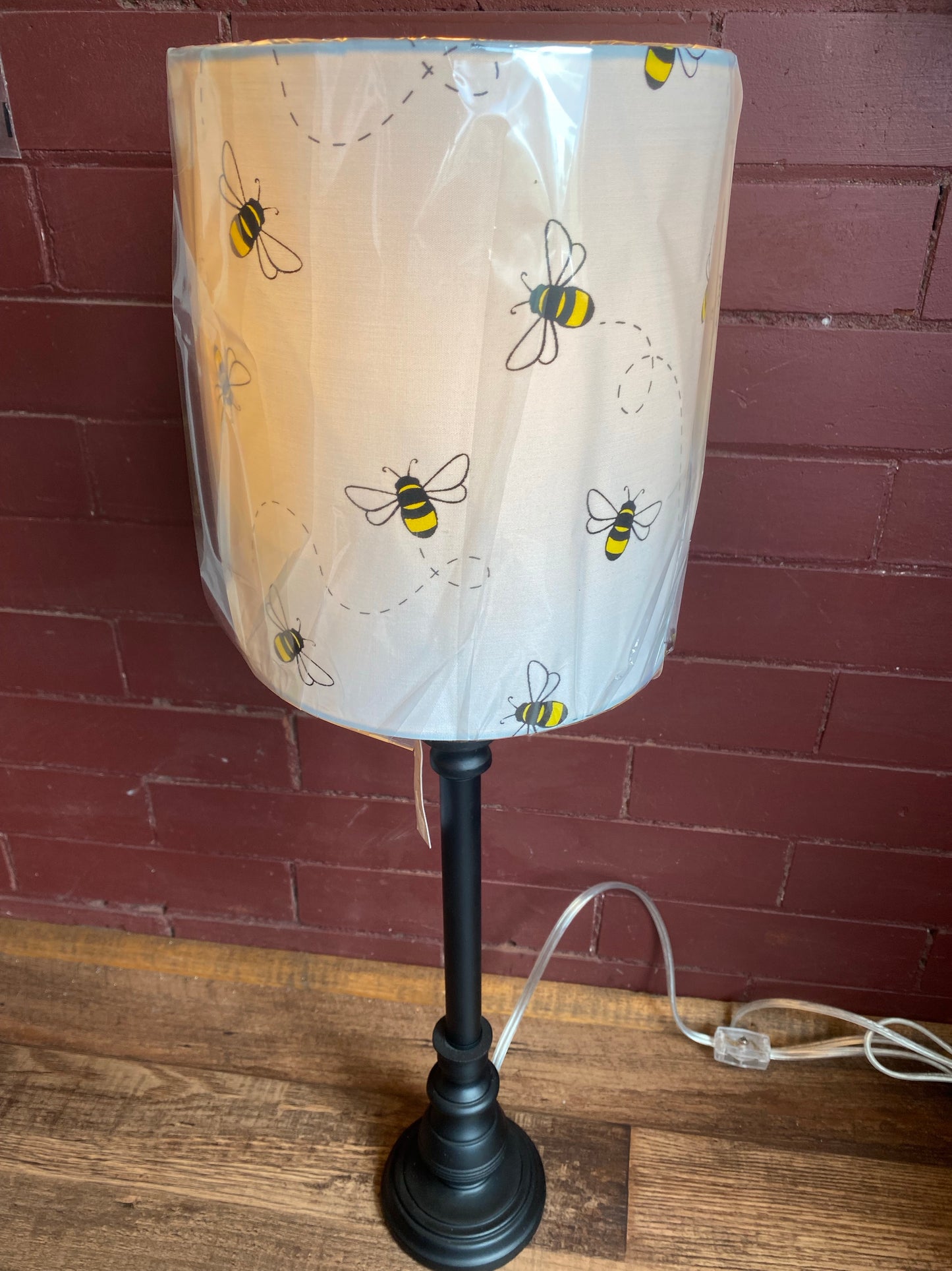 Black Buffet Lamp with Bee Shade