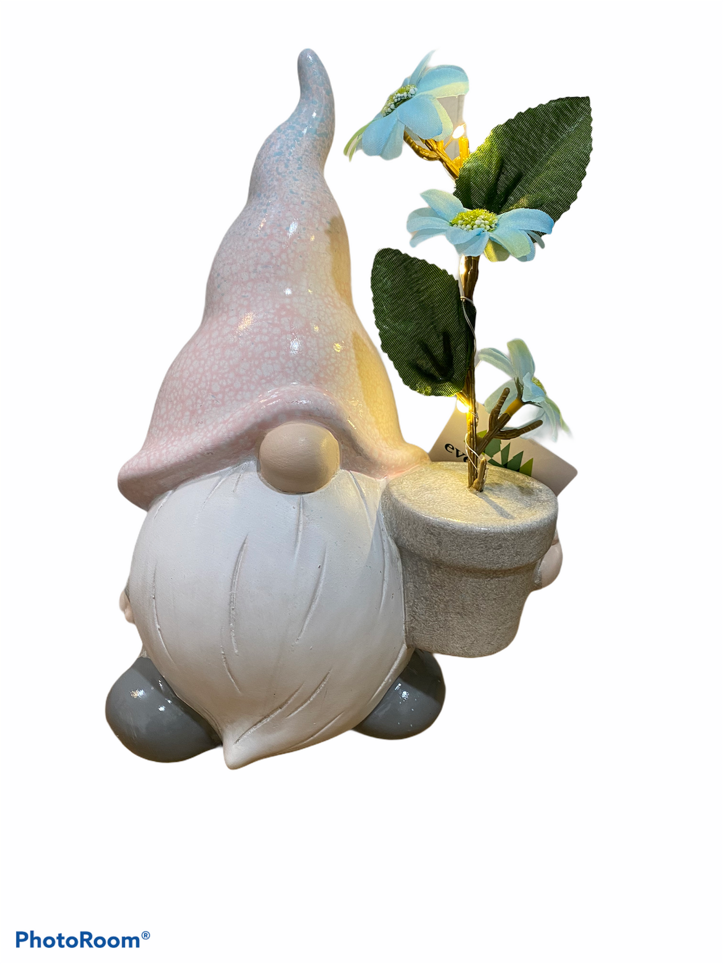 LED Terracotta Gnome Tabletop Decor Pink