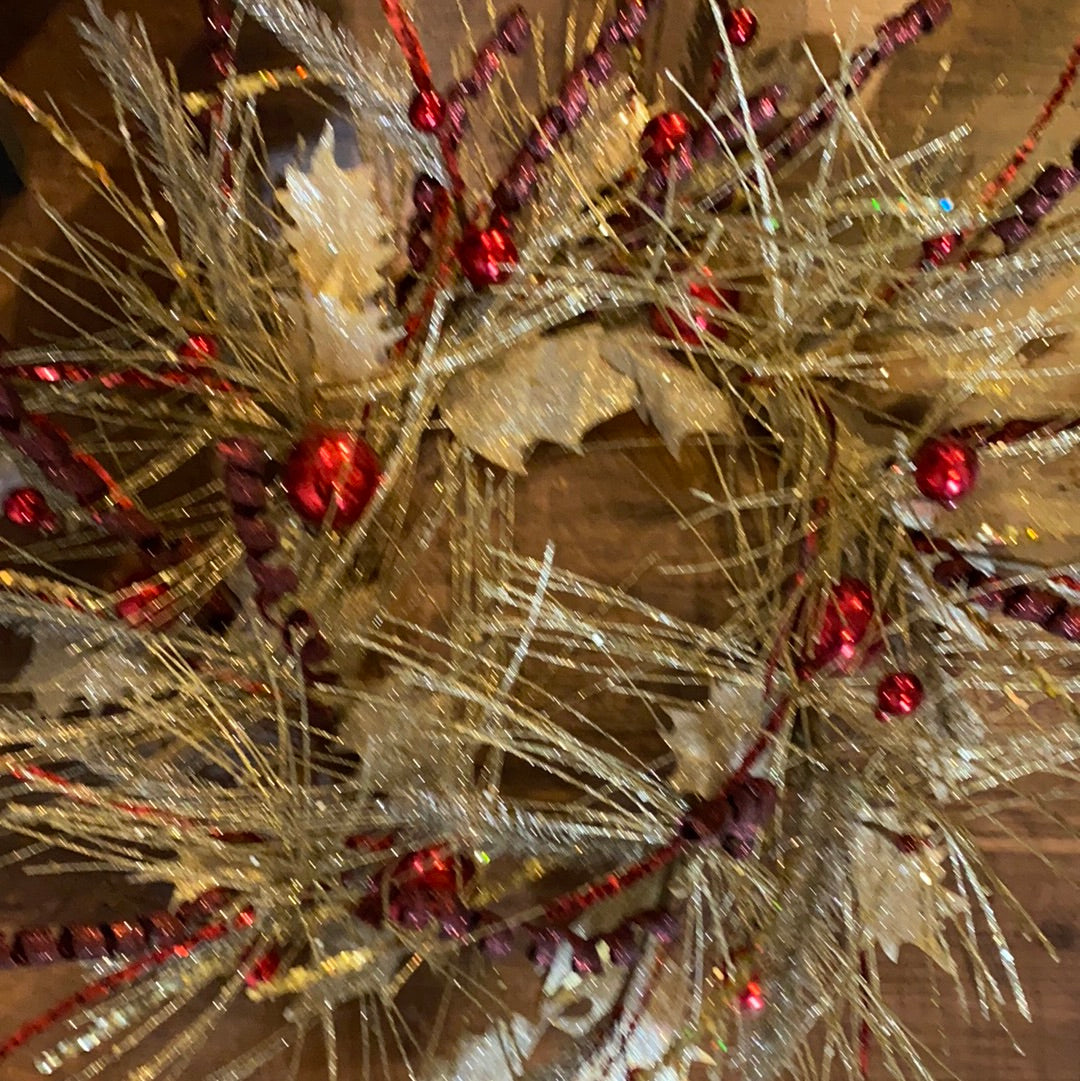 Red and Gold Glitter Wreath