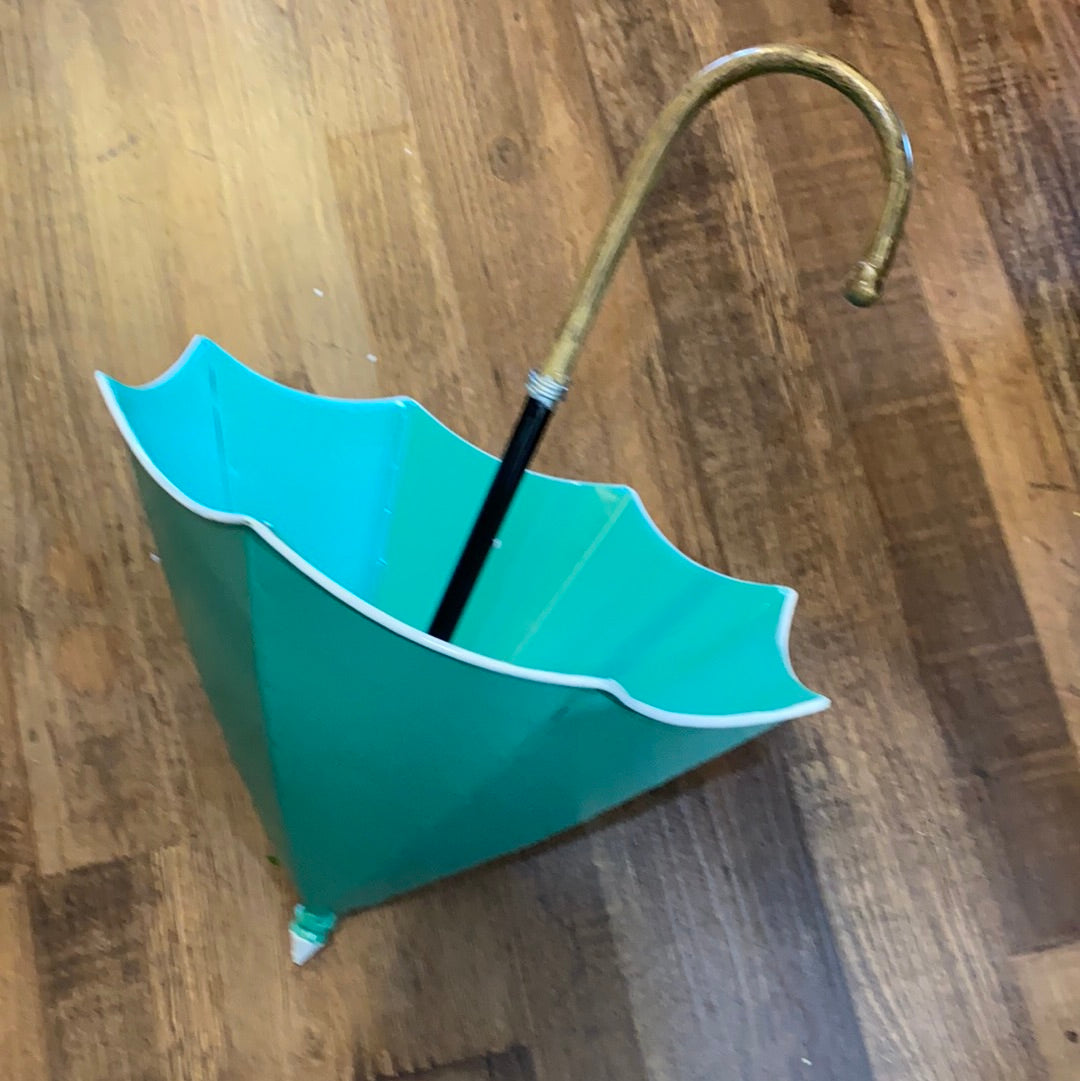 Teal Hanging Umbrella Metal Planter