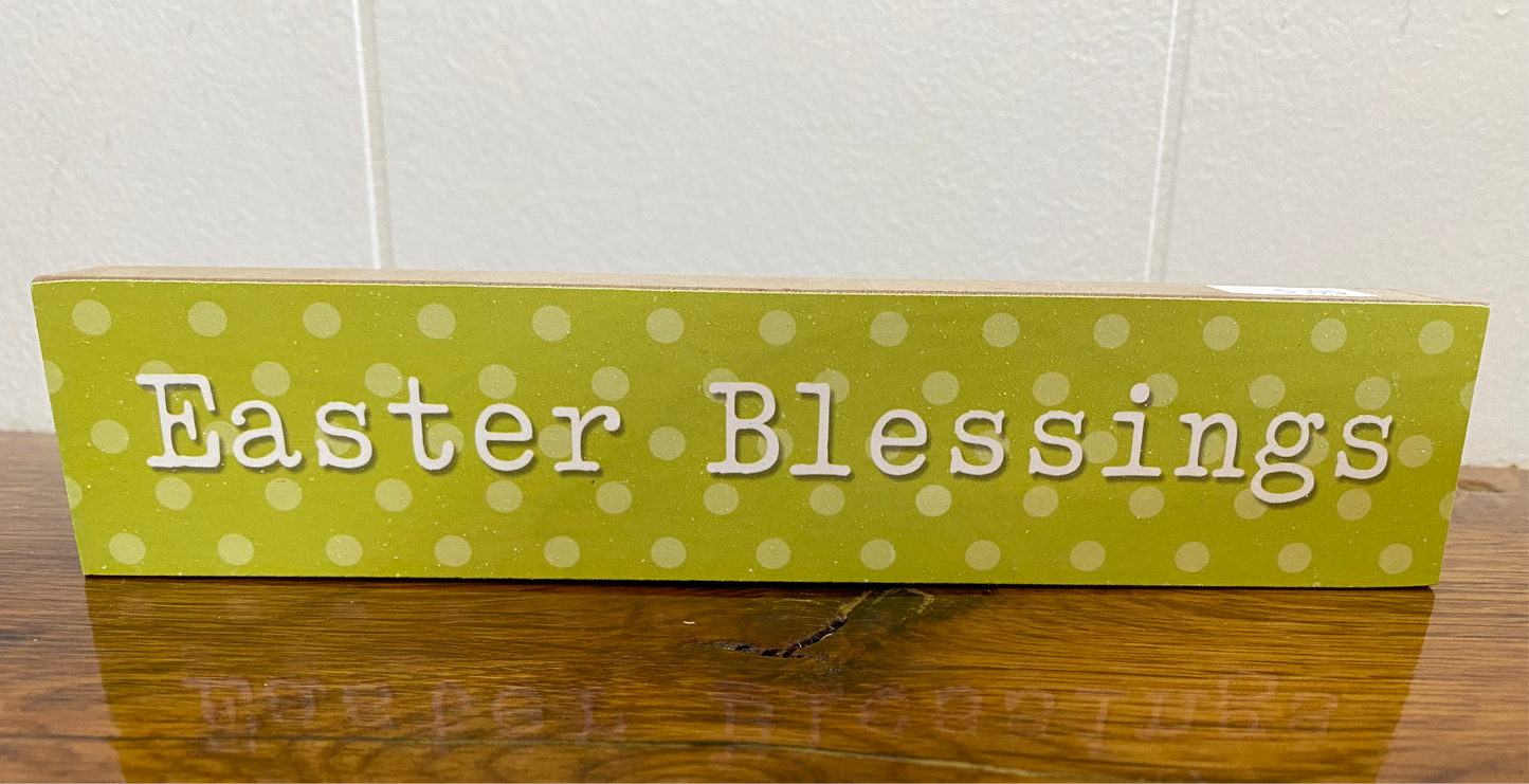 Easter Blessings Wood Mini Easter Block Sign