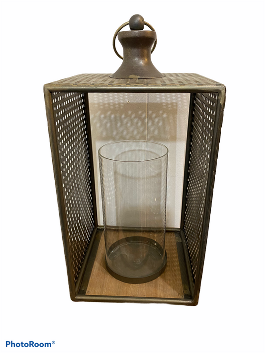 Iron Wood Glass Lantern