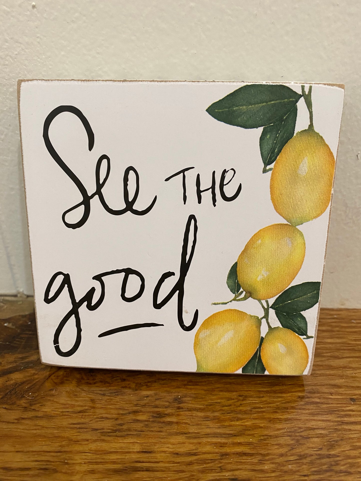 See the Good Lemon Block Sign Spring Home Decor