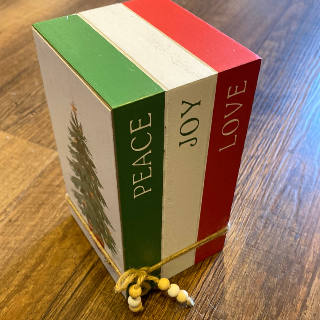 Peace Joy Love Wood Holiday Design Block