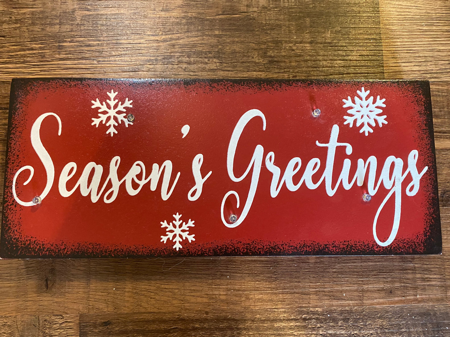Season's Greetings Lighted Block Sign