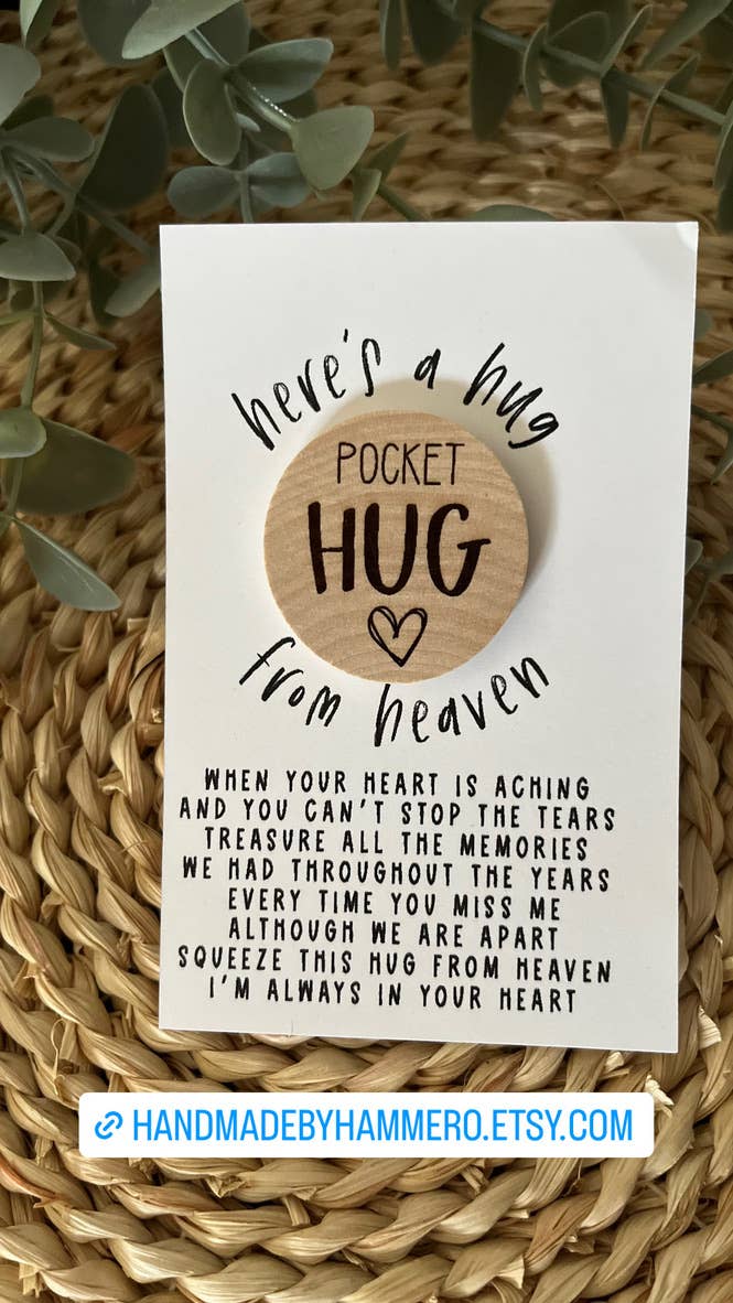 Pocket Hug from Heaven - Wood Engraved Token
