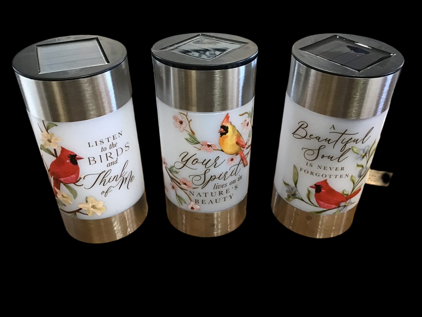 Assortment of three individual solar stake memorials priced separately