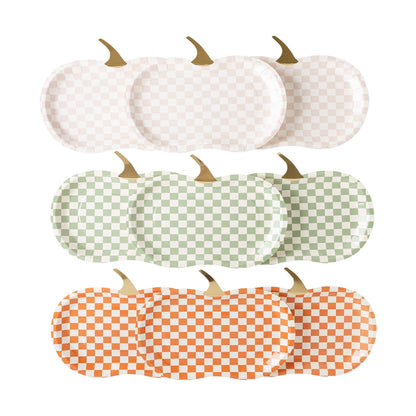 THP1144 - Checkered Pumpkin Plate Set