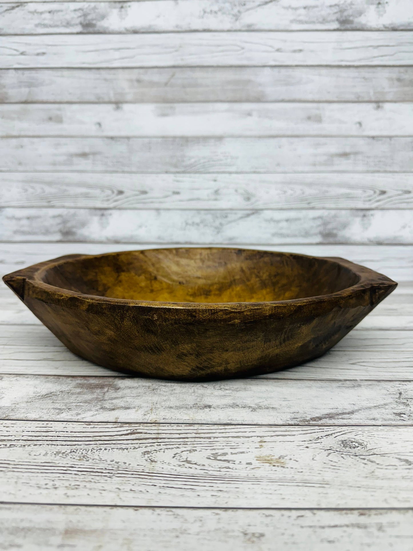 Large Round Bowl  dark brown with Handles 