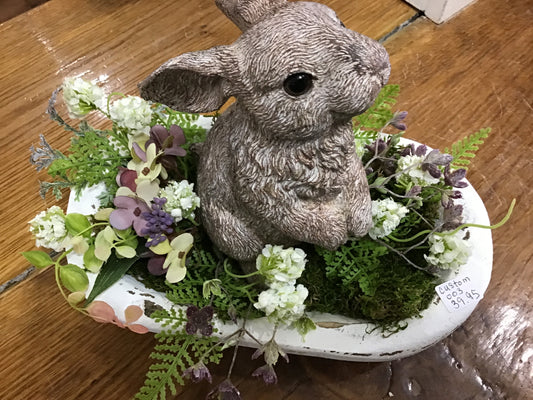 Custom wood bowl with rabbit
