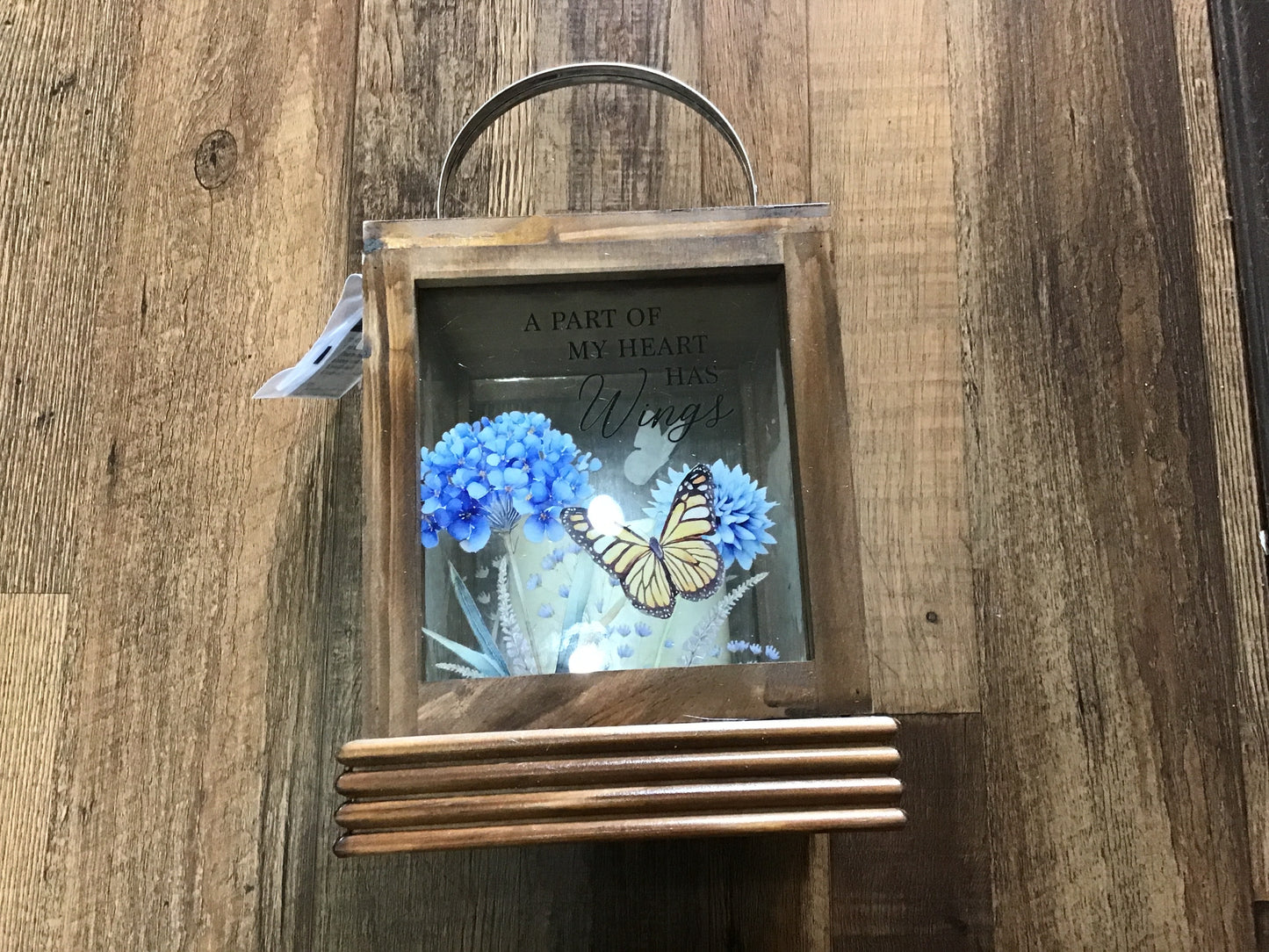 Memorial butterfly wood lantern
