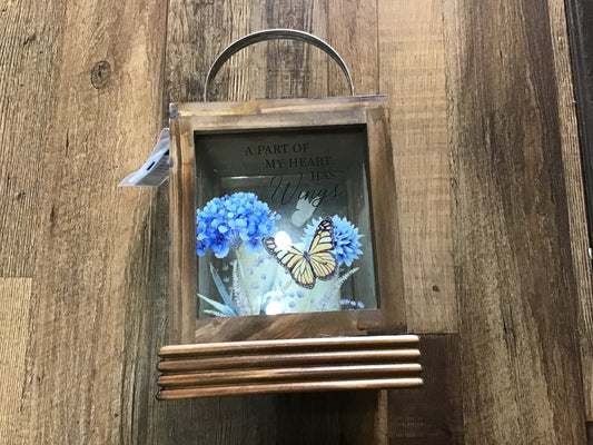 Memorial butterfly wood lantern