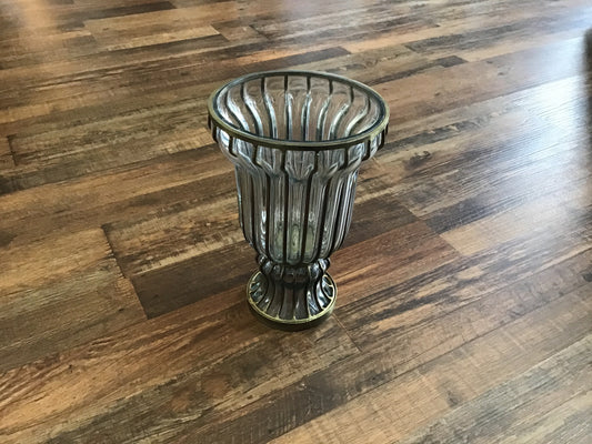 Glass and metal vase 11 inches tall