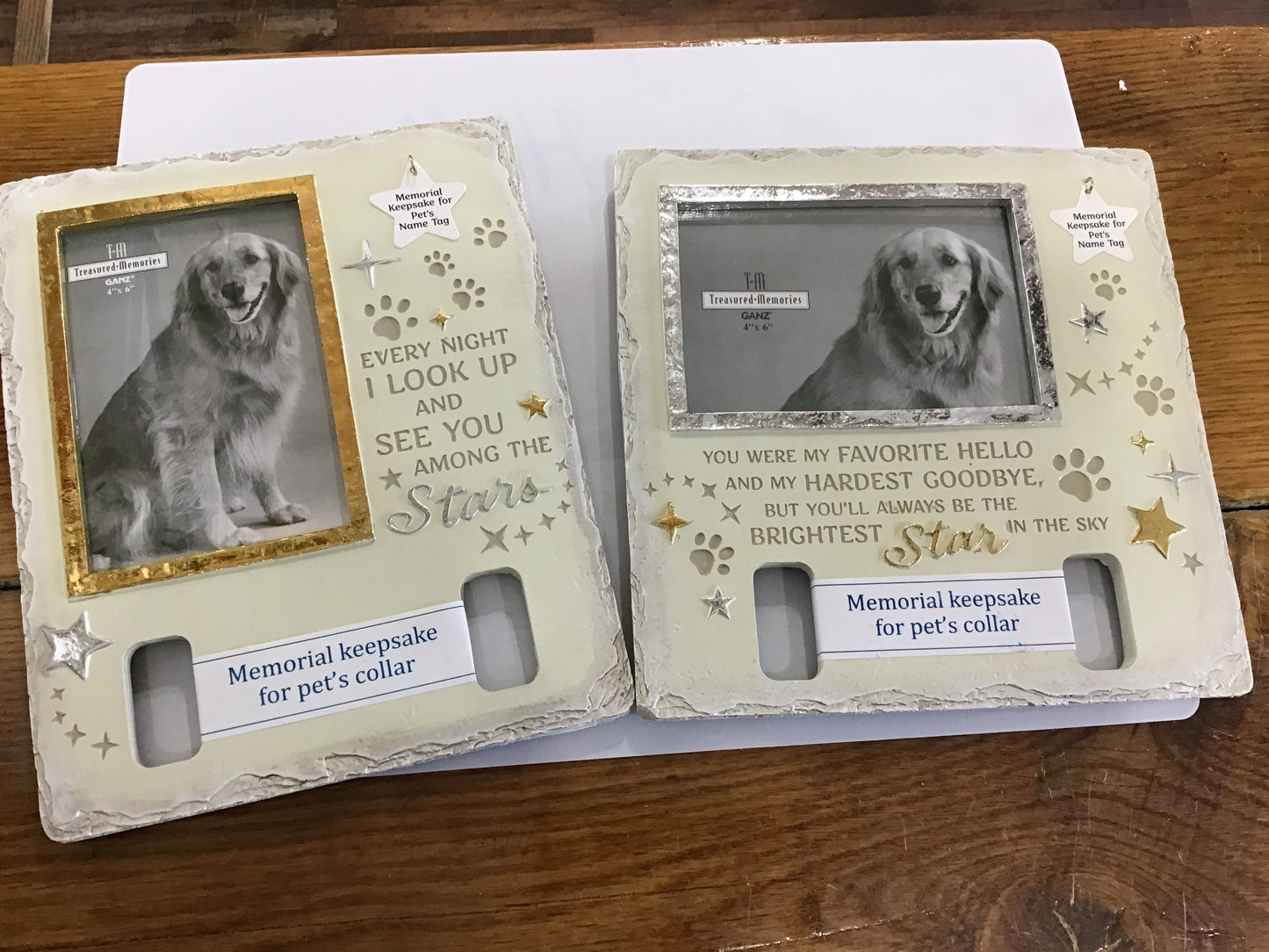 Memorial pet frames two individual choices silver or gold sold separately