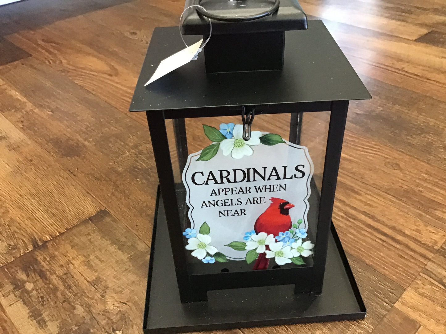 Memorial bird feeder cardinal glass and black metal