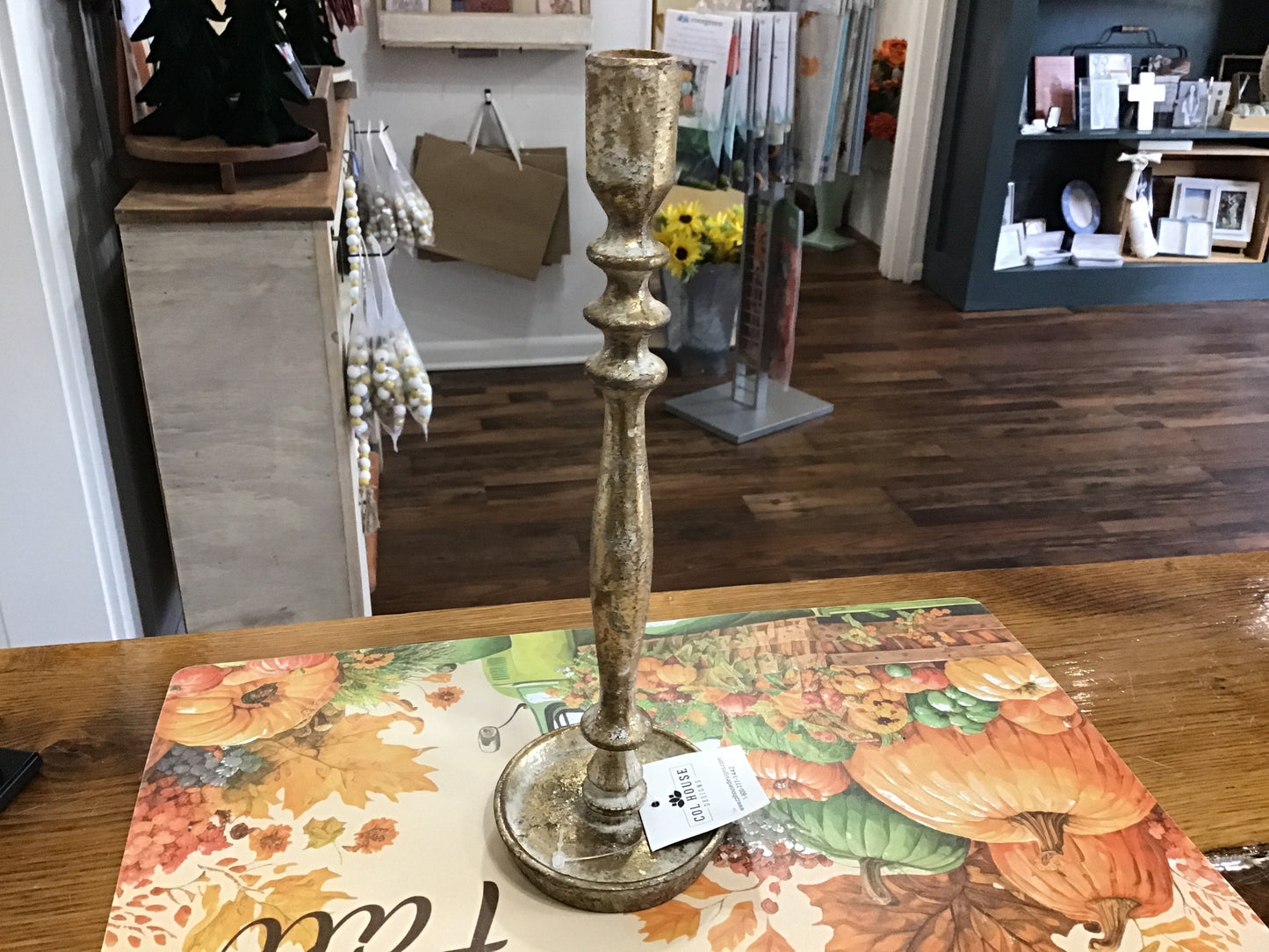 Distressed candle stick 12”h