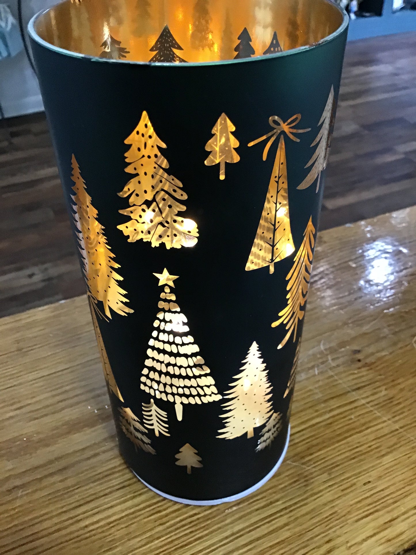 Christmas  spinning table light decor green color