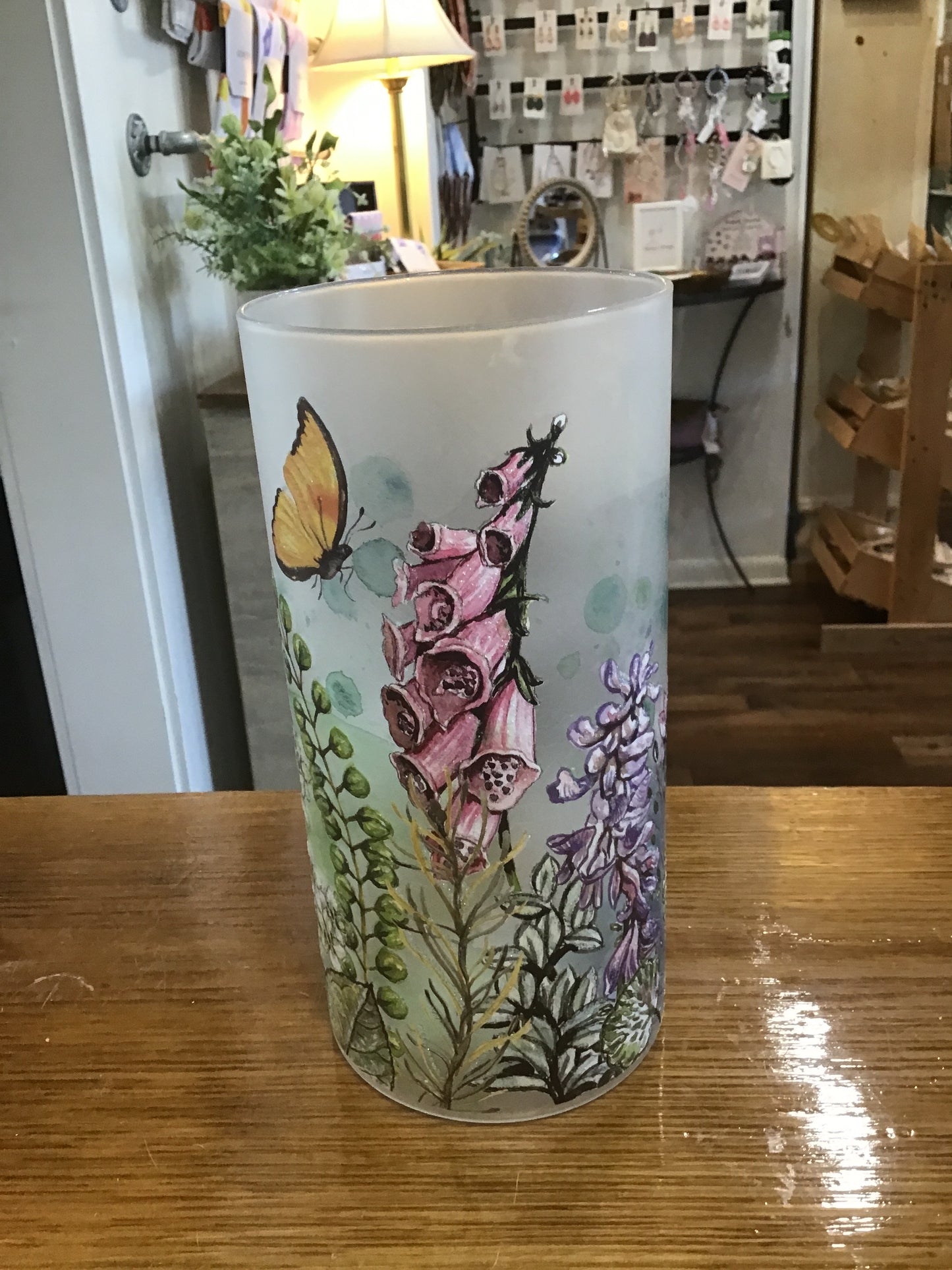 Foxglove butterfly candle holder