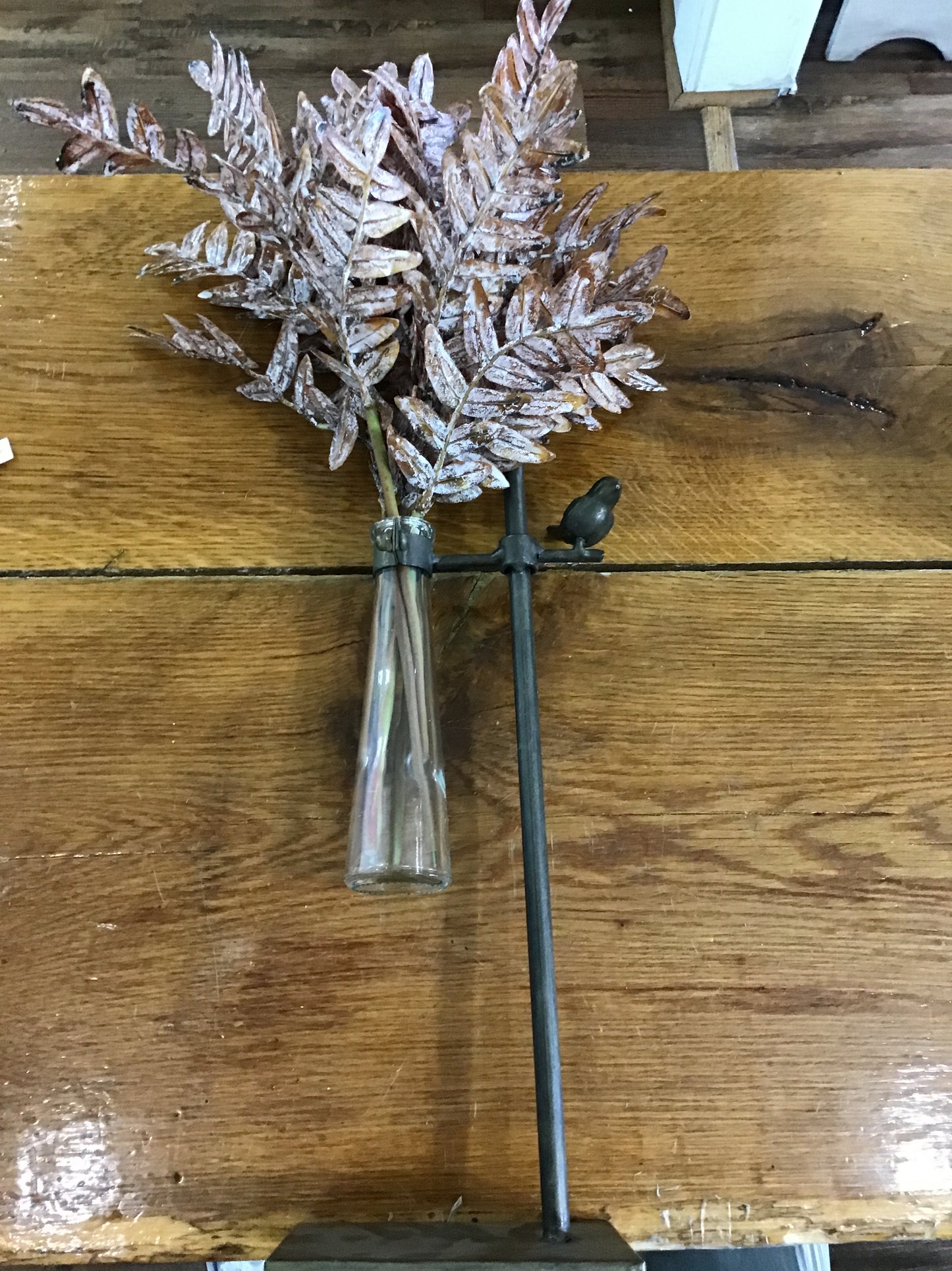 Iron bud vase with bird