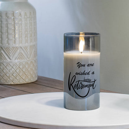 Happy Retirement 6in Grey LED Candle