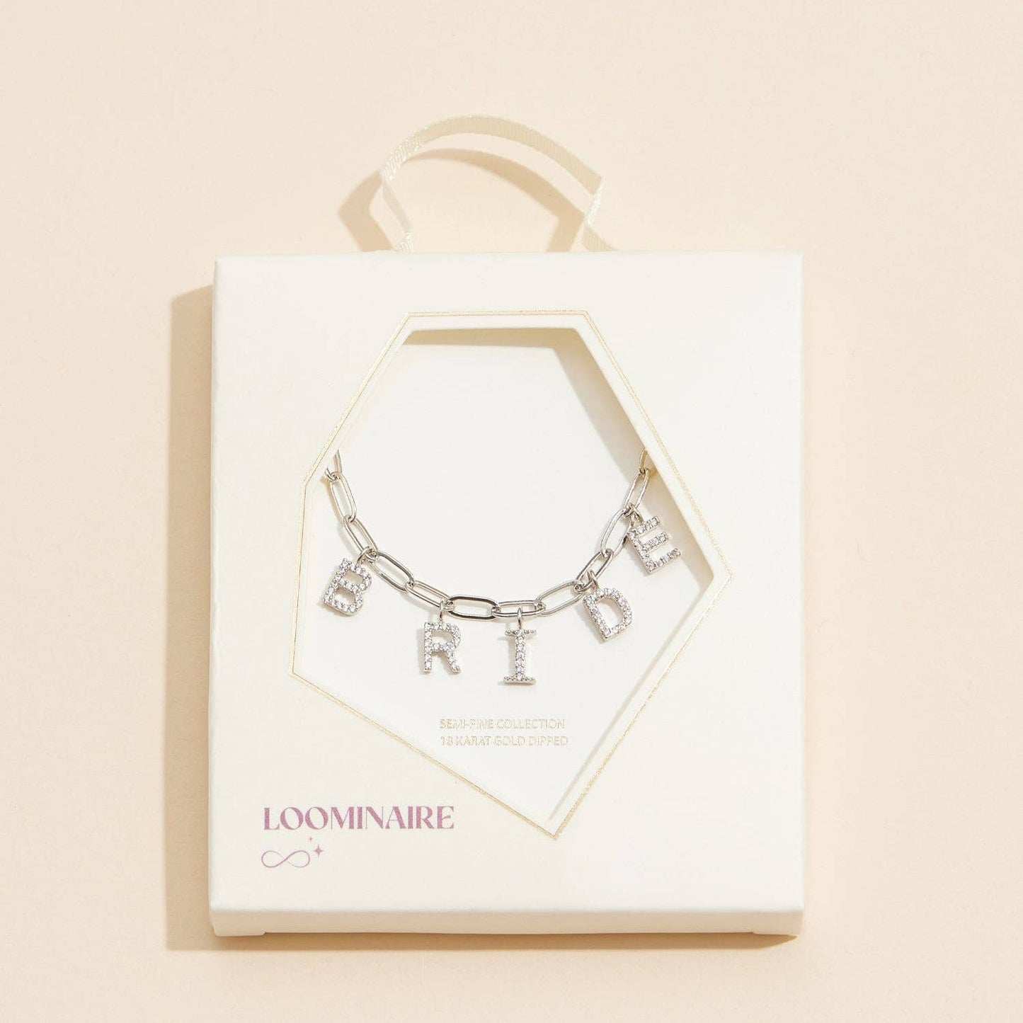 Sparkling "Bride"  Cubic Zirconia 18K Gold Charm Necklace