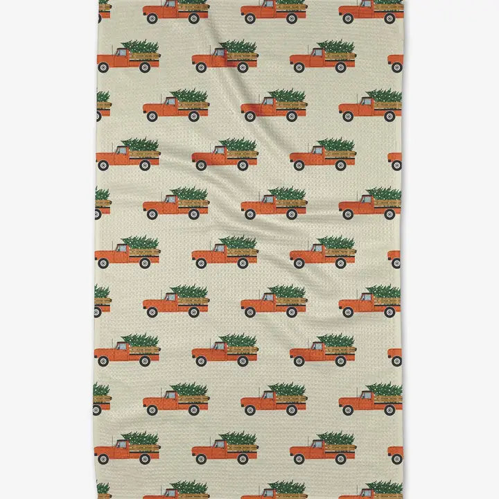 Christmas Ride Geometry Tea Towel