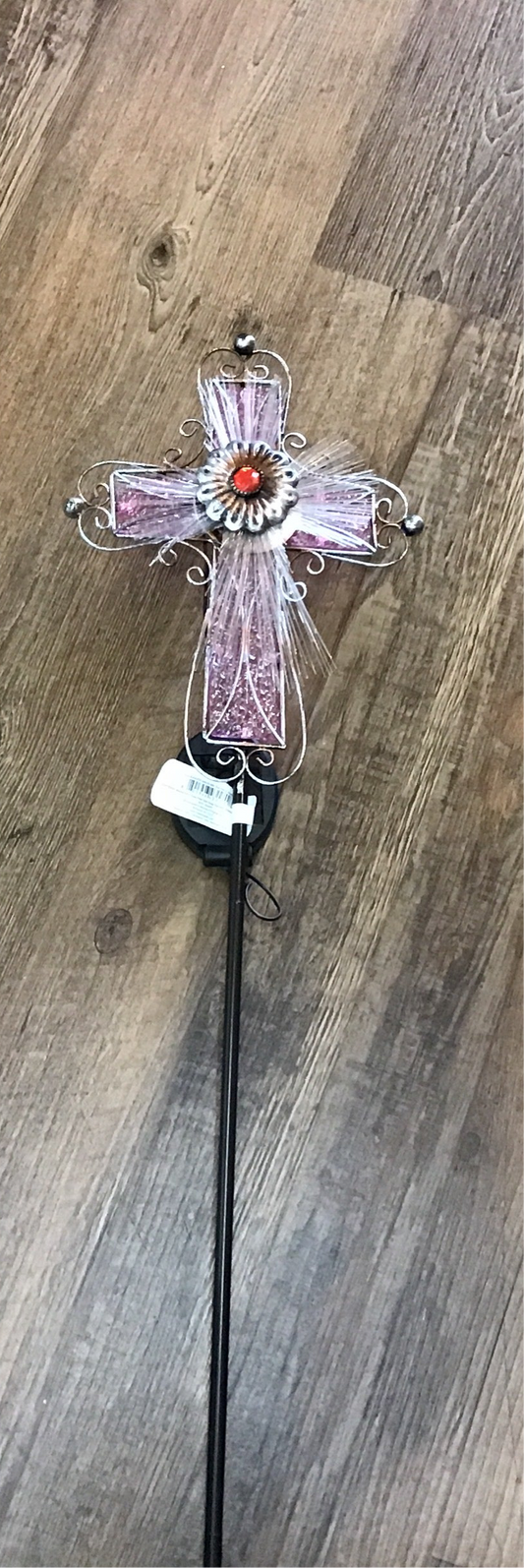 Cross fiber optic solar garden stake 36 inches tall