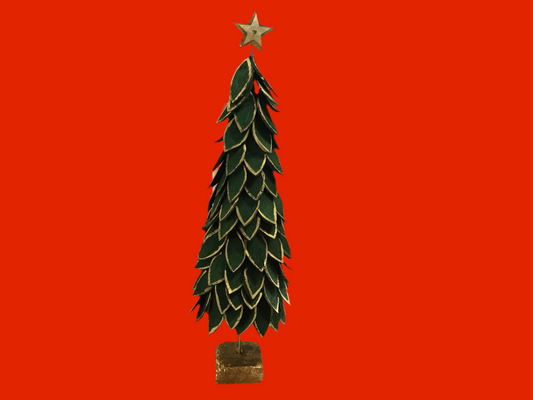 Large green and gold coconut made tree