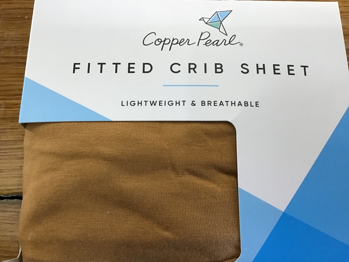 Copper pearl fitted crib sheet camel