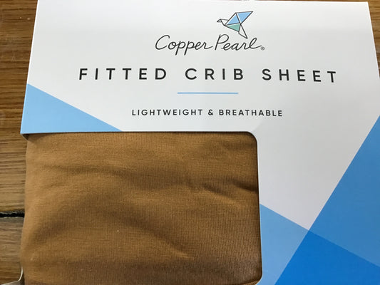 Copper pearl fitted crib sheet camel