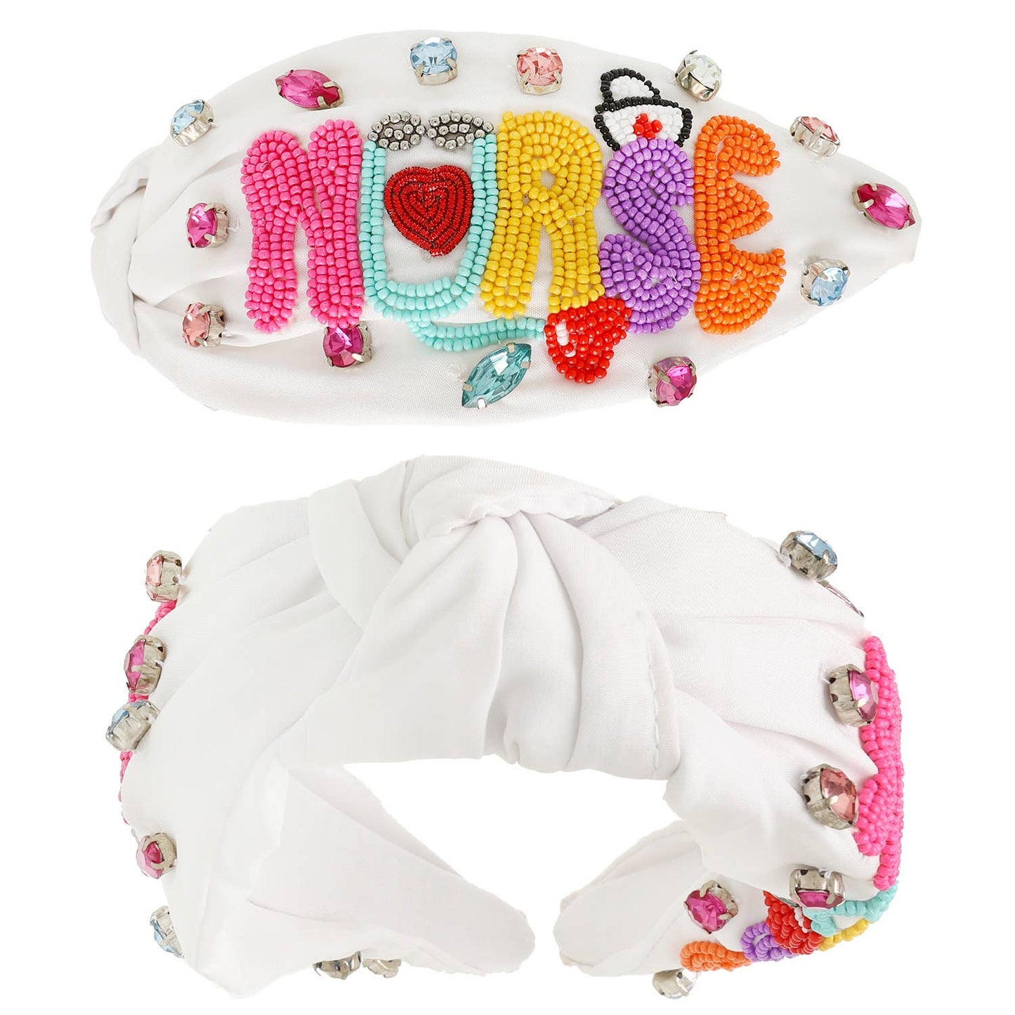 Nurse Jeweled Top Knotted Headband