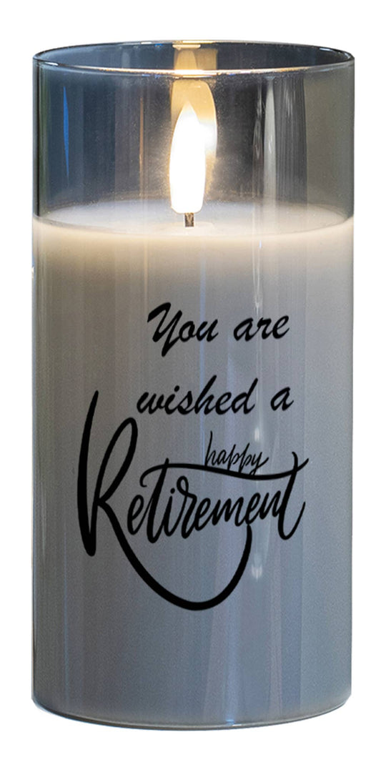 Happy Retirement 6in Grey LED Candle
