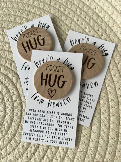 Pocket Hug from Heaven - Wood Engraved Token