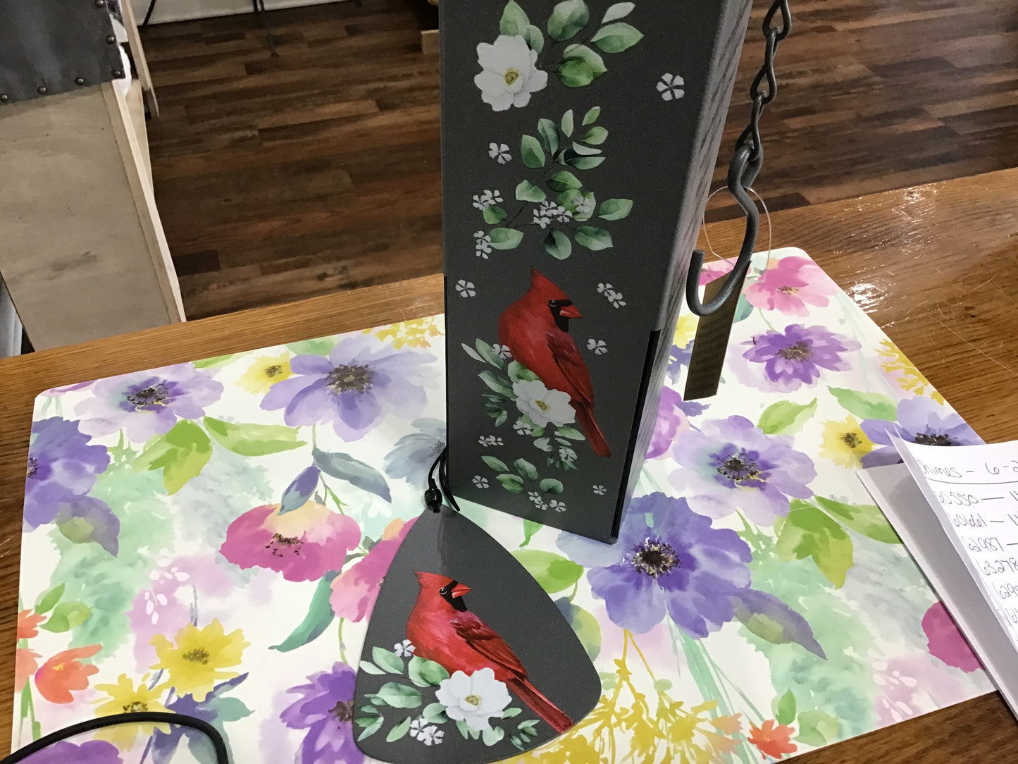 Square wind chime cardinal memorial