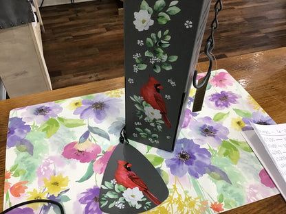 Square wind chime cardinal memorial