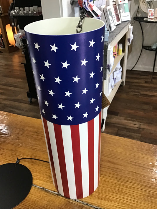 Large cylinder windchime American flag memorial